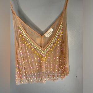 Anthropologie Beaded Pastel Tank/Camisole M/L